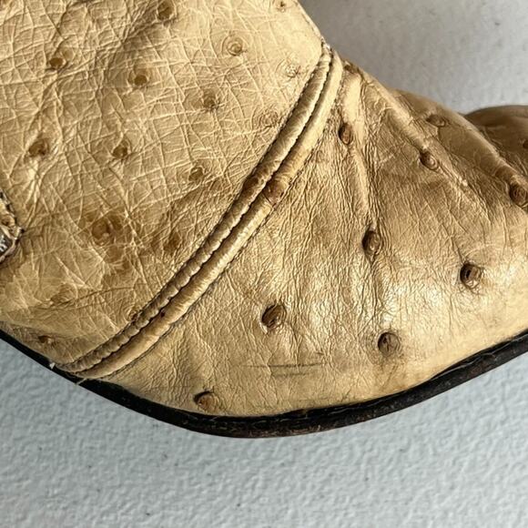 Lady Camp Boot Heels Women's Size Mex 23 US 6 Tan Leather Ostrich Side Zip - Picture 8 of 14